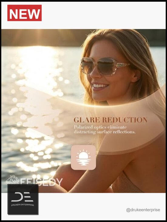 Polarized Square Sunglasses Sparkling Composite Frame UV400 Protection Oversized main image 5